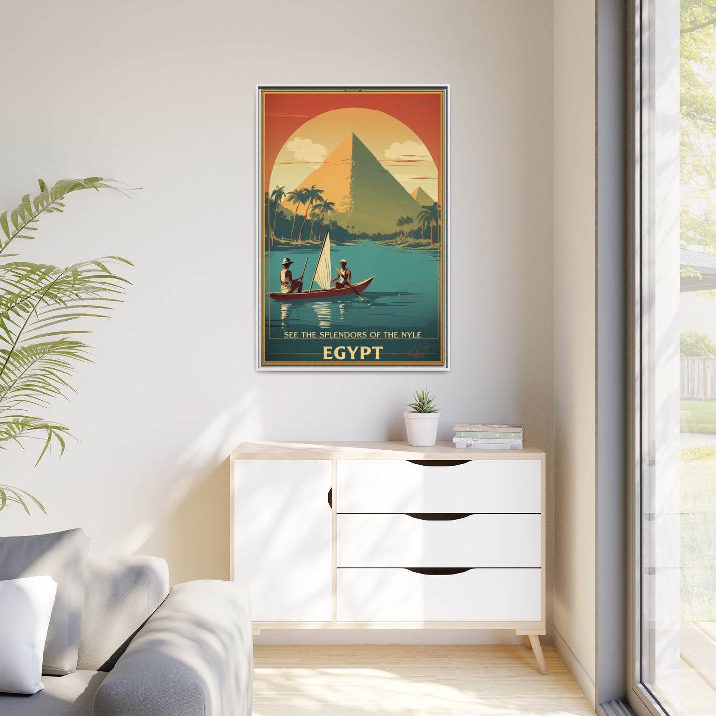 See the Splendors of the Nile — Egypt Vintage Matte Canvas Framed