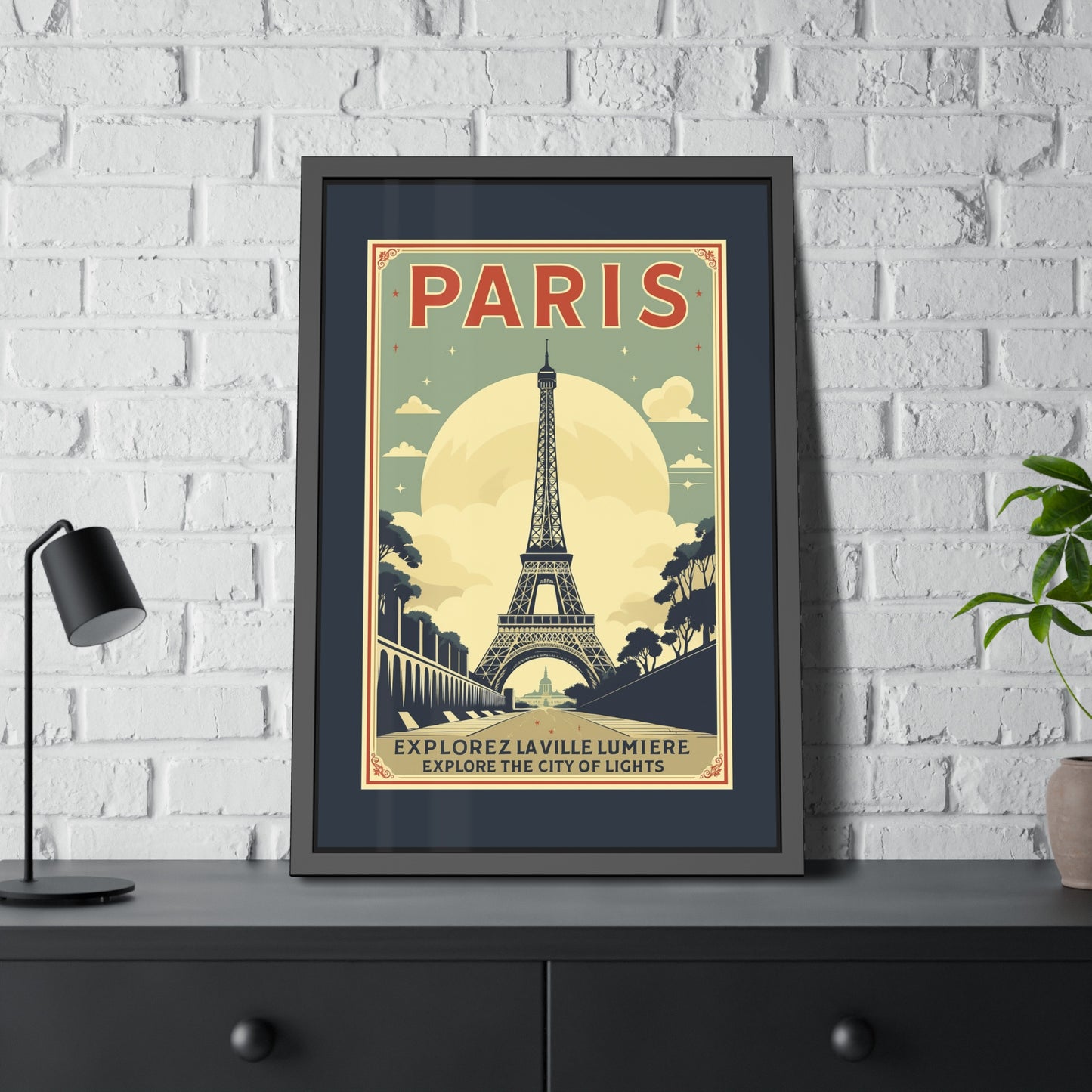 Paris Travel Poster Framed Print — Explorez La Ville Lumière Vintage Wall Art