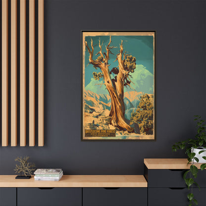 Bristlecone Pine Forest Vintage Travel Poster — Framed Matte Canvas Wall Art