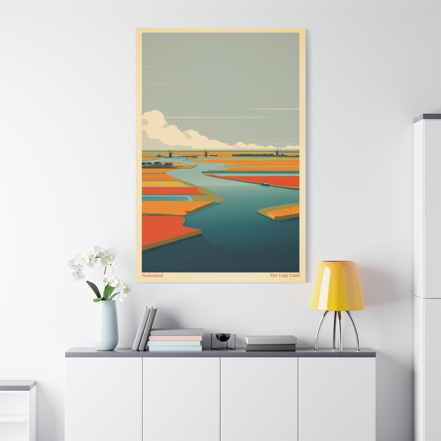 Het Lage Land 2 Vintage Netherlands Landscape Poster | Framed Canvas Print
