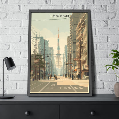 Tokyo Tower Framed Poster — Vintage Cityscape Wall Art
