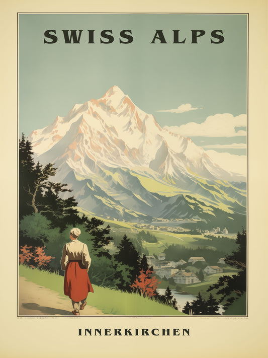 "Swiss Alps Innerkirchen Vintage Travel Poster | Digital download"