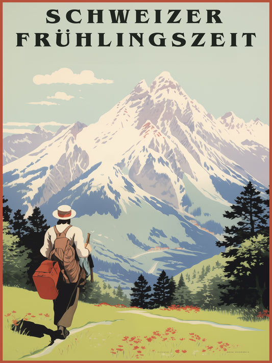 Schweizer fruhlingszeit,"Swiss Springtime Vintage Poster | Digital download"