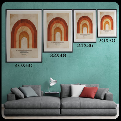 Retro Rainbow Canvas Wall Art — Framed Matte Print, Mid-Century Modern Boho Decor | Vintageanna