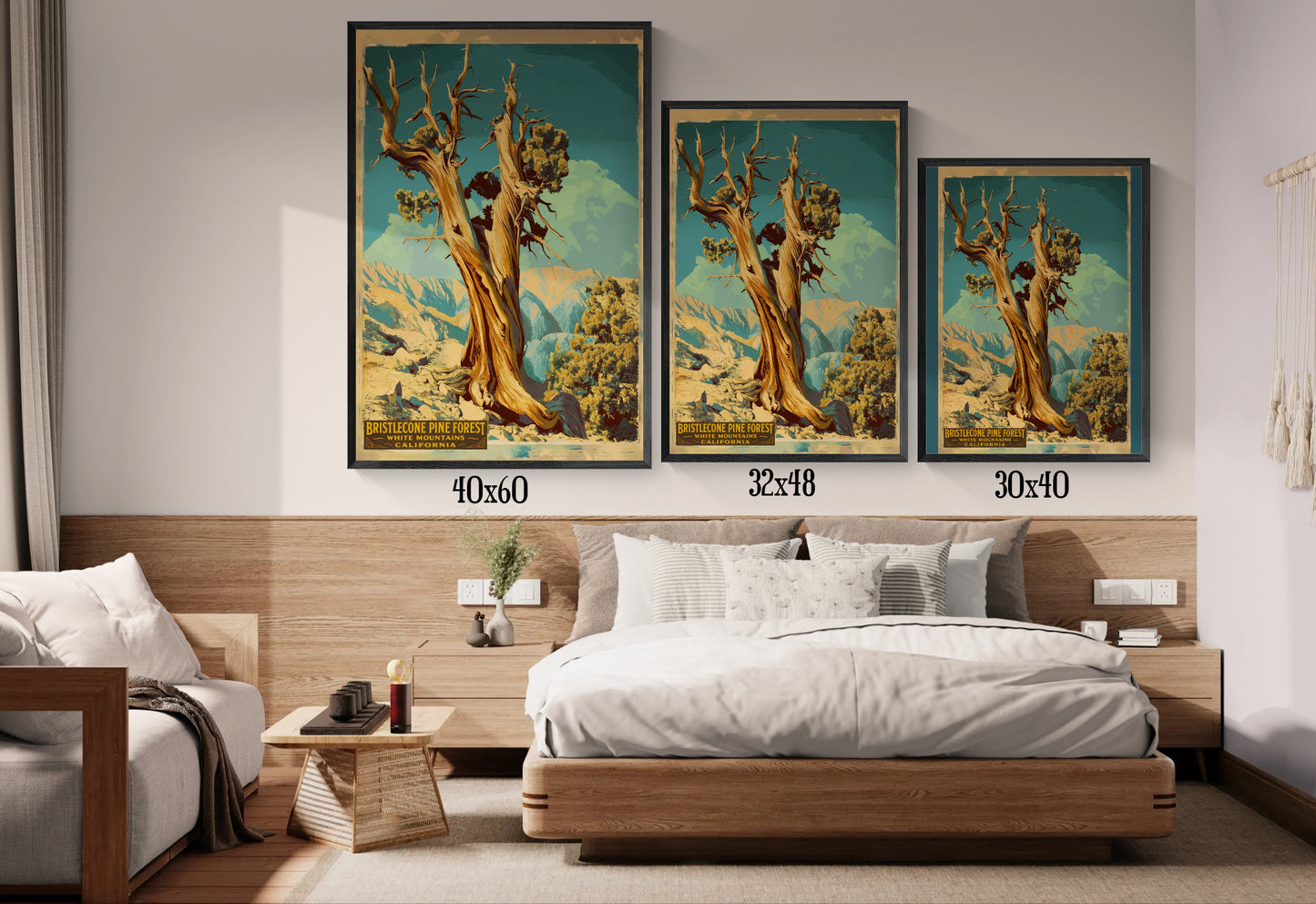 Bristlecone Pine Forest Vintage Travel Poster — Framed Matte Canvas Wall Art_M