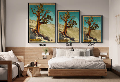 Bristlecone Pine Forest Framed Canvas Print — Vintage National Park Travel Poster