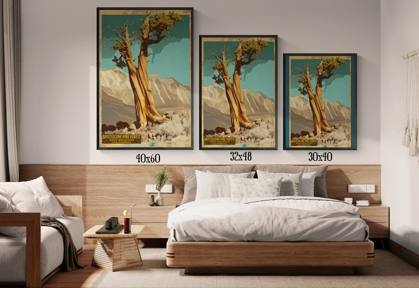 Bristlecone Pine Forest Vintage Art Print — Framed Matte Canvas