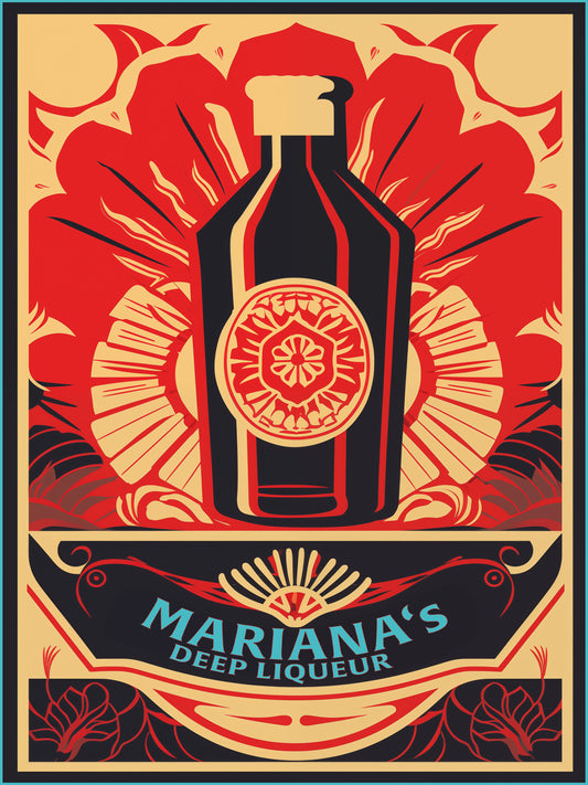 "Vintage Mariana's Deep Liqueur Bottle Poster - Digital download"