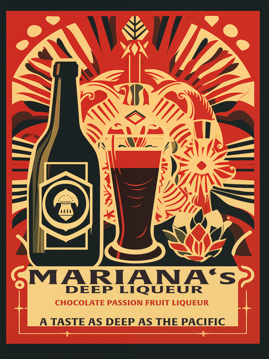 "Vintage Mariana's Deep Liqueur Poster - Chocolate Passion Fruit Digital download"