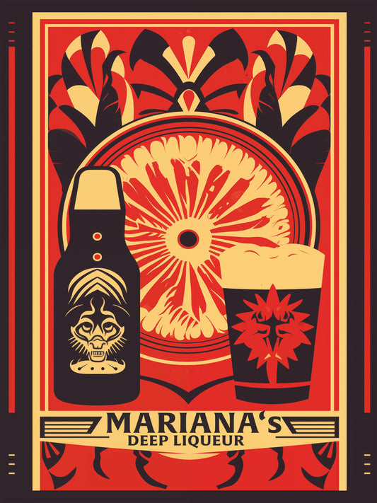 "Vintage Mariana's Deep Liqueur Poster - Bold Citrus Digital download"