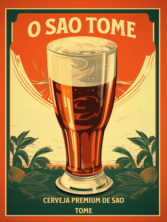 "Vintage São Tomé Beer Poster - Premium Cerveja de São Tomé (Beer of St Thomas) Digital download"