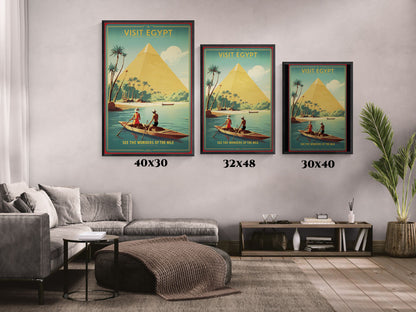See the Wonders of the Nile — Egypt Nile Vintage Matte Canvas Framed Print