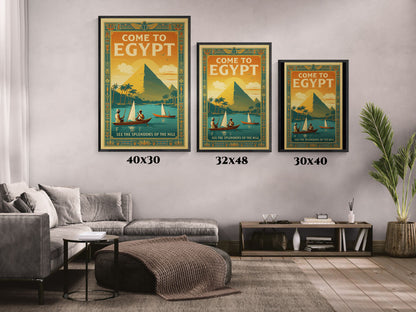 Come to Egypt — Vintage Nile Matte Canvas Print (Framed)
