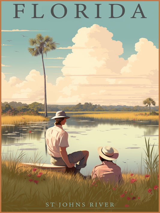 "Vintage Florida Scenic Poster - St. Johns River Digital download"