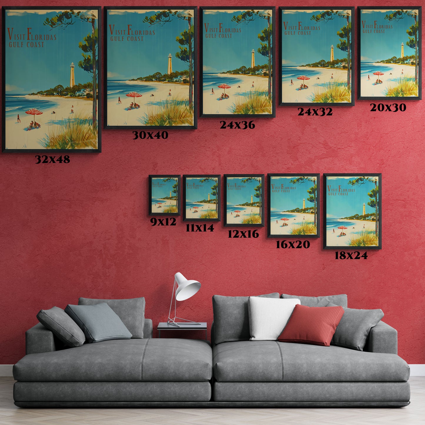 "Visit Florida's Gulf Coast – Vintage Wall Art of Coastal Bliss" Matte Canvas, Black Frame