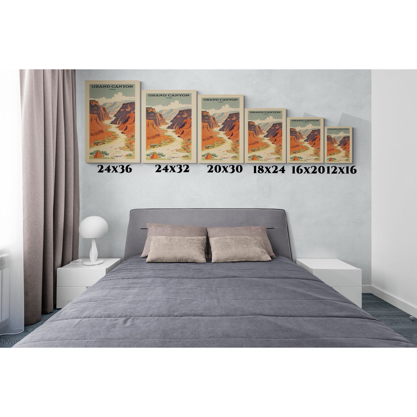 "Vintage Grand Canyon Poster - Scenic Canyon River Tour Retro Travel Art", Classic Stretched Canvas