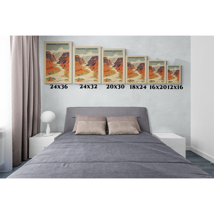 "Vintage Grand Canyon Poster - Scenic Canyon River Tour Retro Travel Art", Classic Stretched Canvas