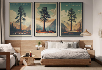 Vintage California Sequoia Art Bundle — 40×60 Matte Canvas Set (of 3)