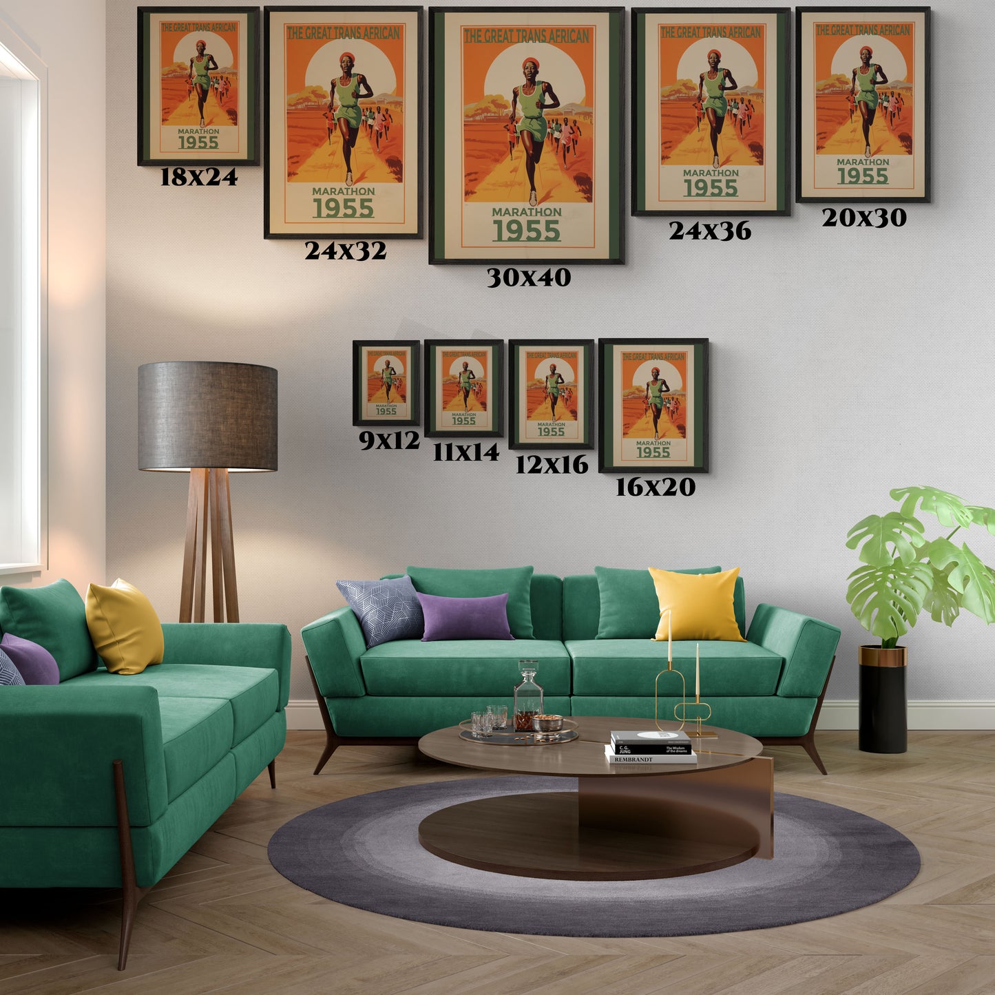 "The Great Trans African Marathon – 1955 Vintage Sports Canvas" Matte Canvas, Black Frame