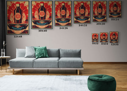 "Vintage Mariana's Deep Liqueur Bottle Poster - Frameless Stretched Matte Canvas Wall Art" Matte Canvas, Stretched, 1.25"