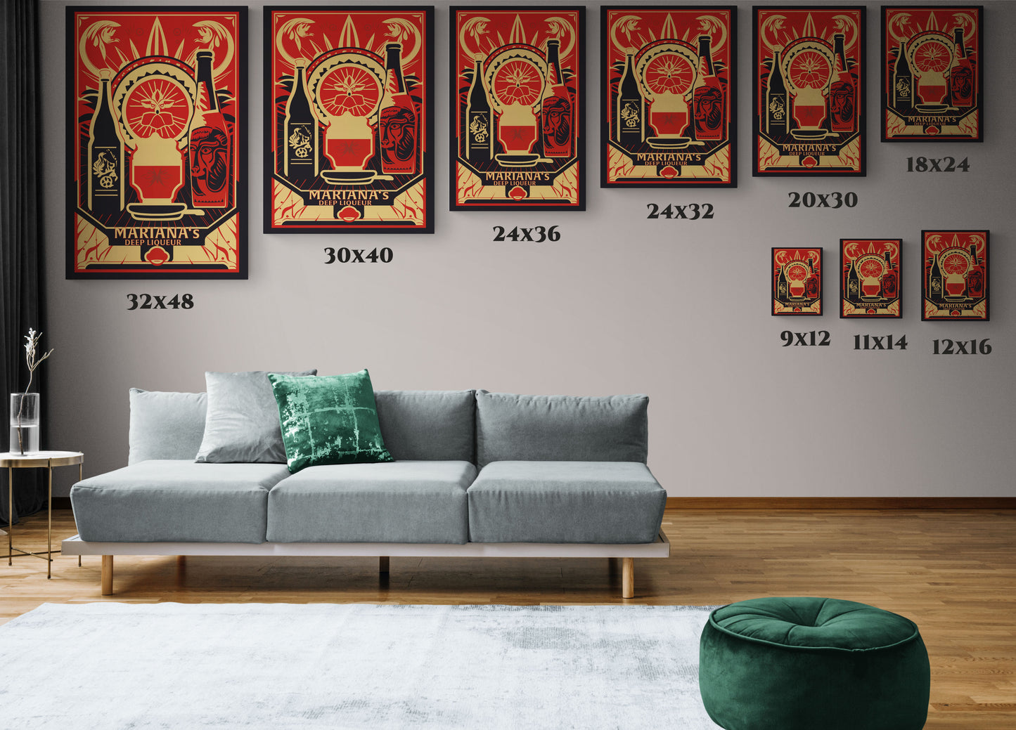 "Vintage Mariana's Deep Liqueur Poster - Frameless Stretched Matte Canvas Wall Art" Matte Canvas, Stretched, 1.25"