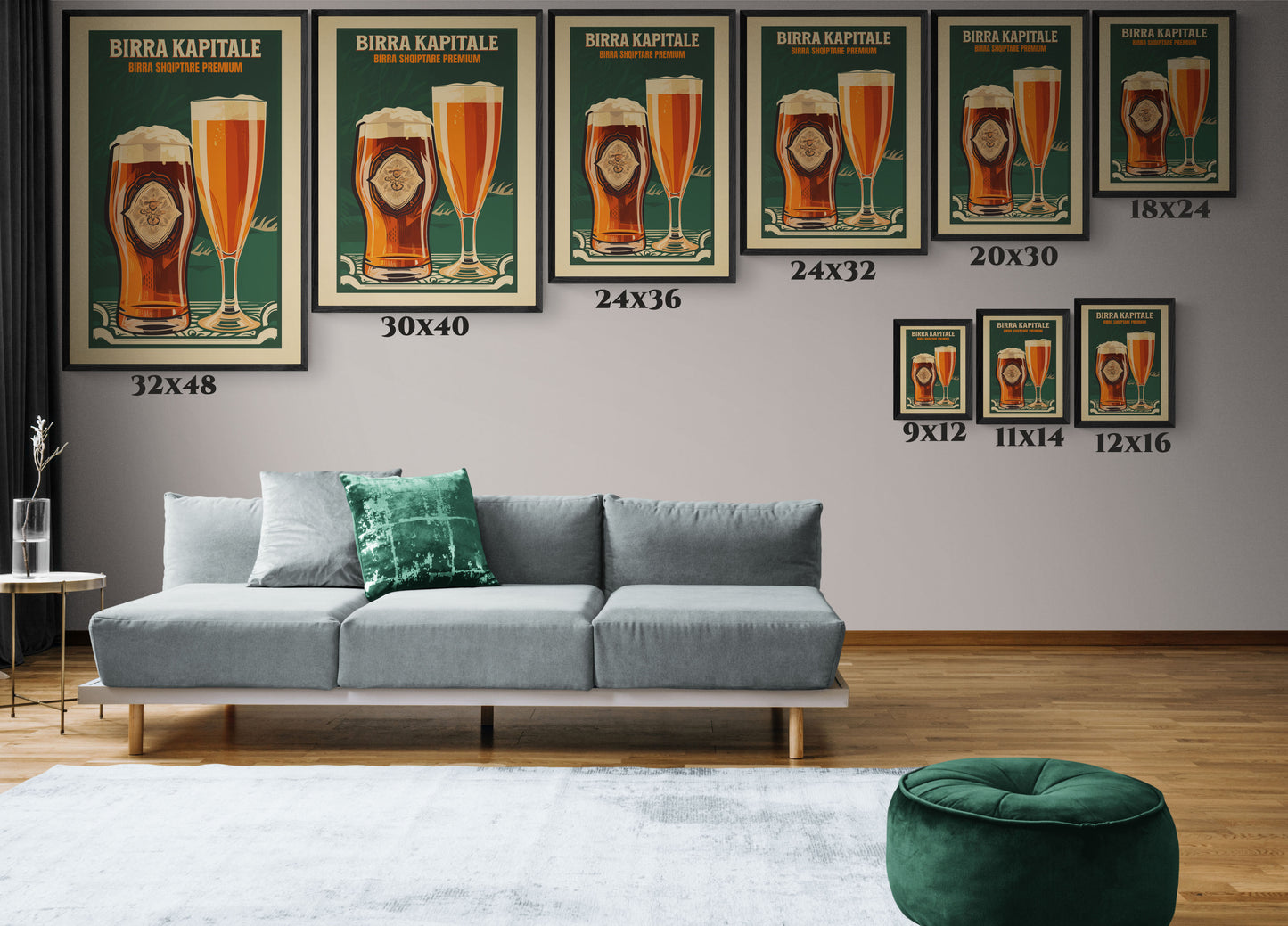 "Birra Kapitale - Albanian Premium Beer Artwork | Matte Canvas with Black Frame"
