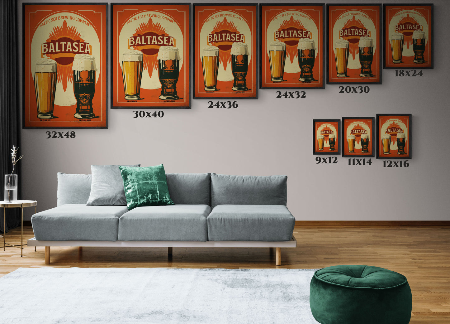 "Vintage Baltic Sea Brewing Poster - Matte Canvas Wall Art with Black Frame" Matte Canvas, Black Frame