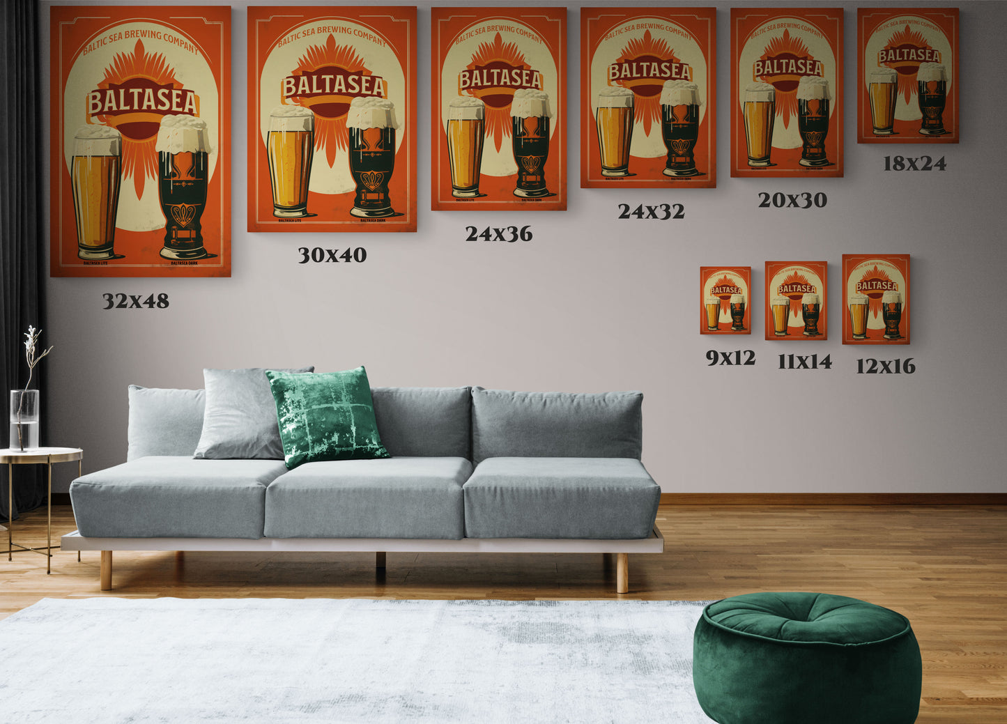 "Vintage Baltasea Brewing Poster - Baltic Sea Brewing Company Frameless Stretched Matte Canvas" Matte Canvas, Stretched, 1.25"