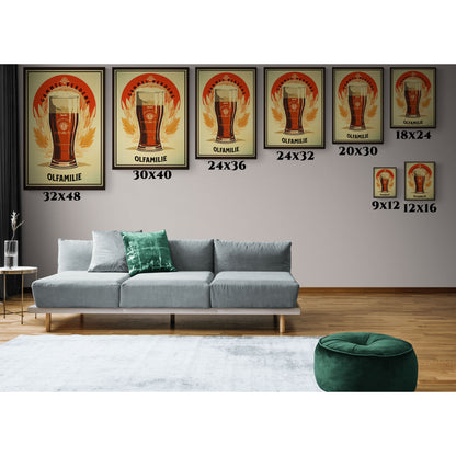 "Vintage Gammel Verdens Beer Denmark Poster - Olfamilie Frameless Stretched Matte Canvas" Matte Canvas, Stretched, 1.25"