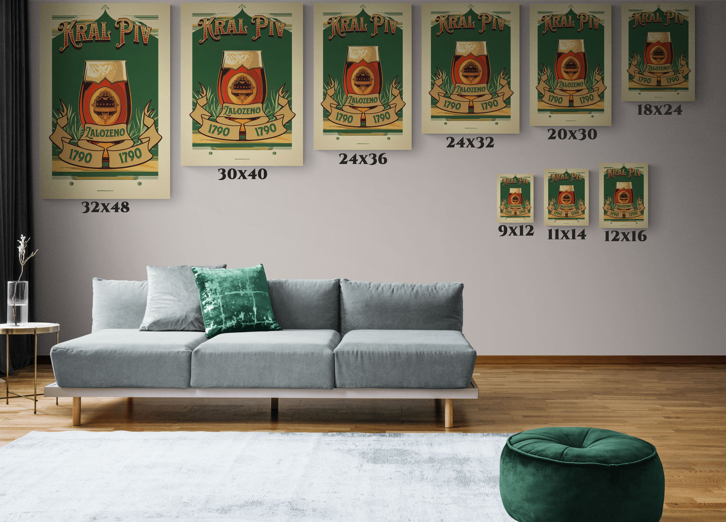 "Vintage Kral Piv Beer Poster - Zalozeno 1790 Frameless Stretched Matte Canvas" Matte Canvas, Stretched, 1.25"