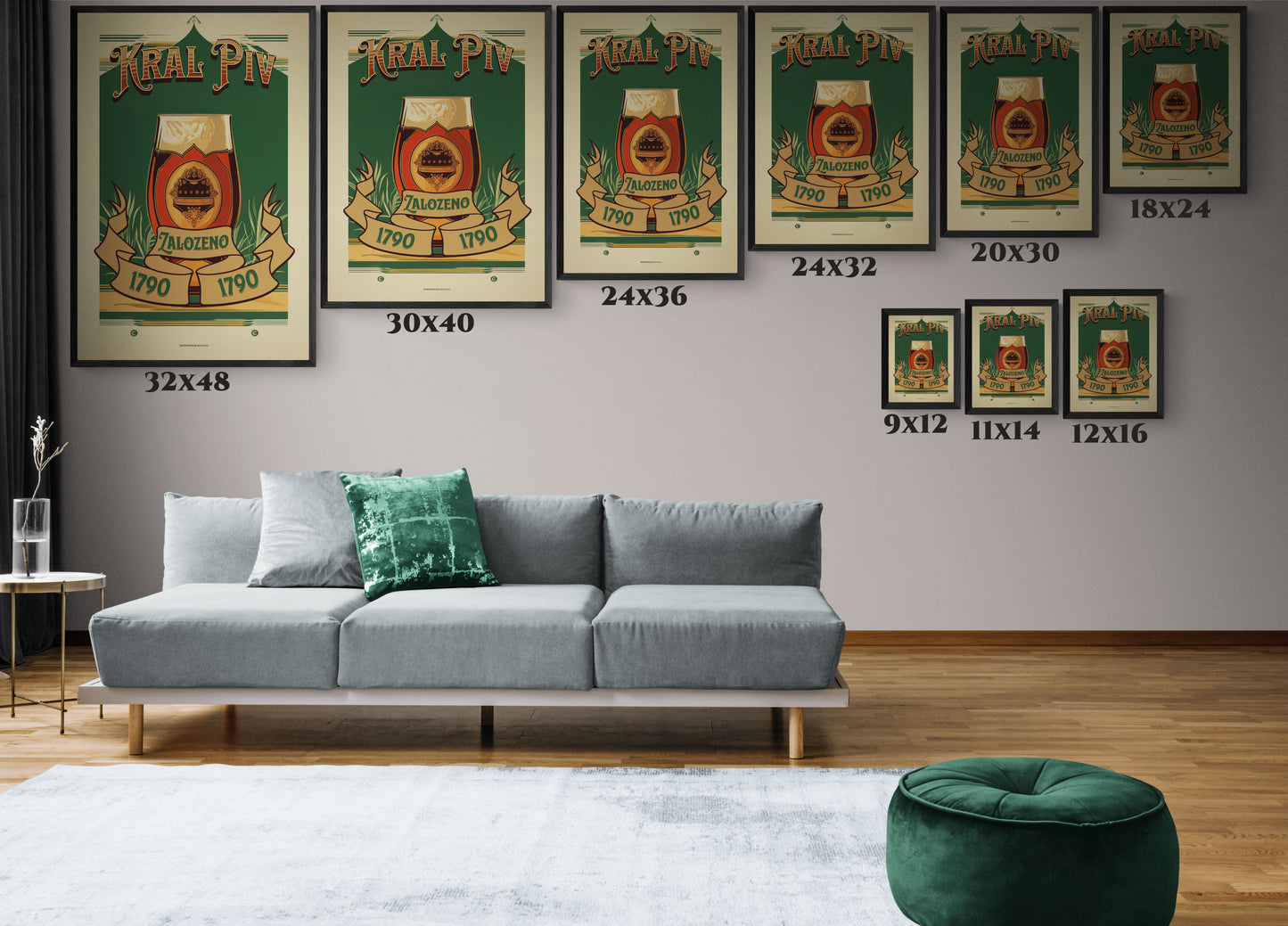 "Vintage Kral Piv Zalozeno Poster - Matte Canvas Wall Art with Black Frame" Matte Canvas, Black Frame