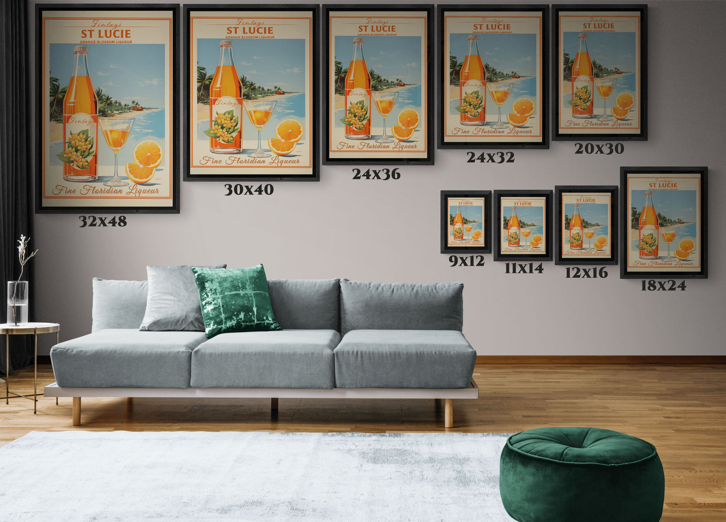 "Finlays St. Lucie Orange Blossom Liqueur Vintage – Florida Coastal Art Print" Matte Canvas, Black Frame
