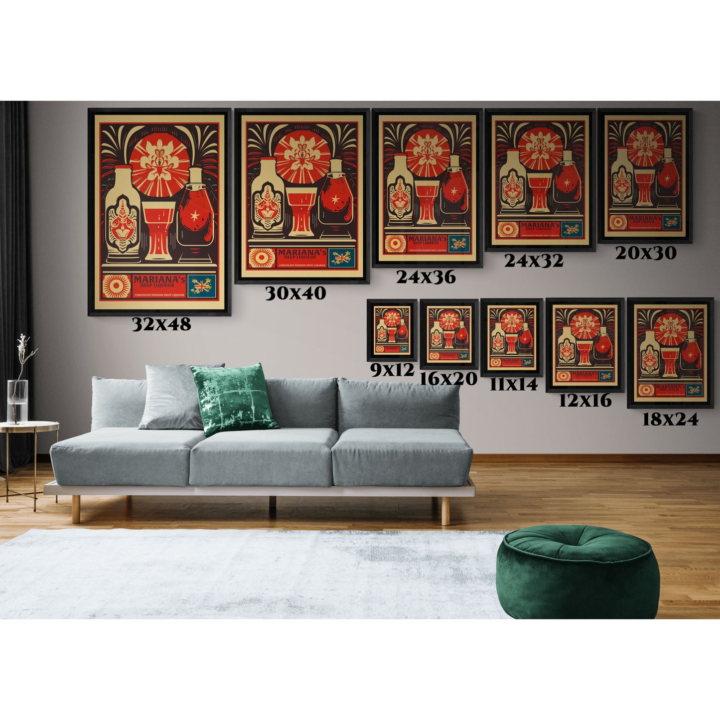 "Vintage Mariana's Chocolate Passion Fruit Liqueur Poster - Matte Canvas Wall Art with Black Frame" Matte Canvas, Black Frame