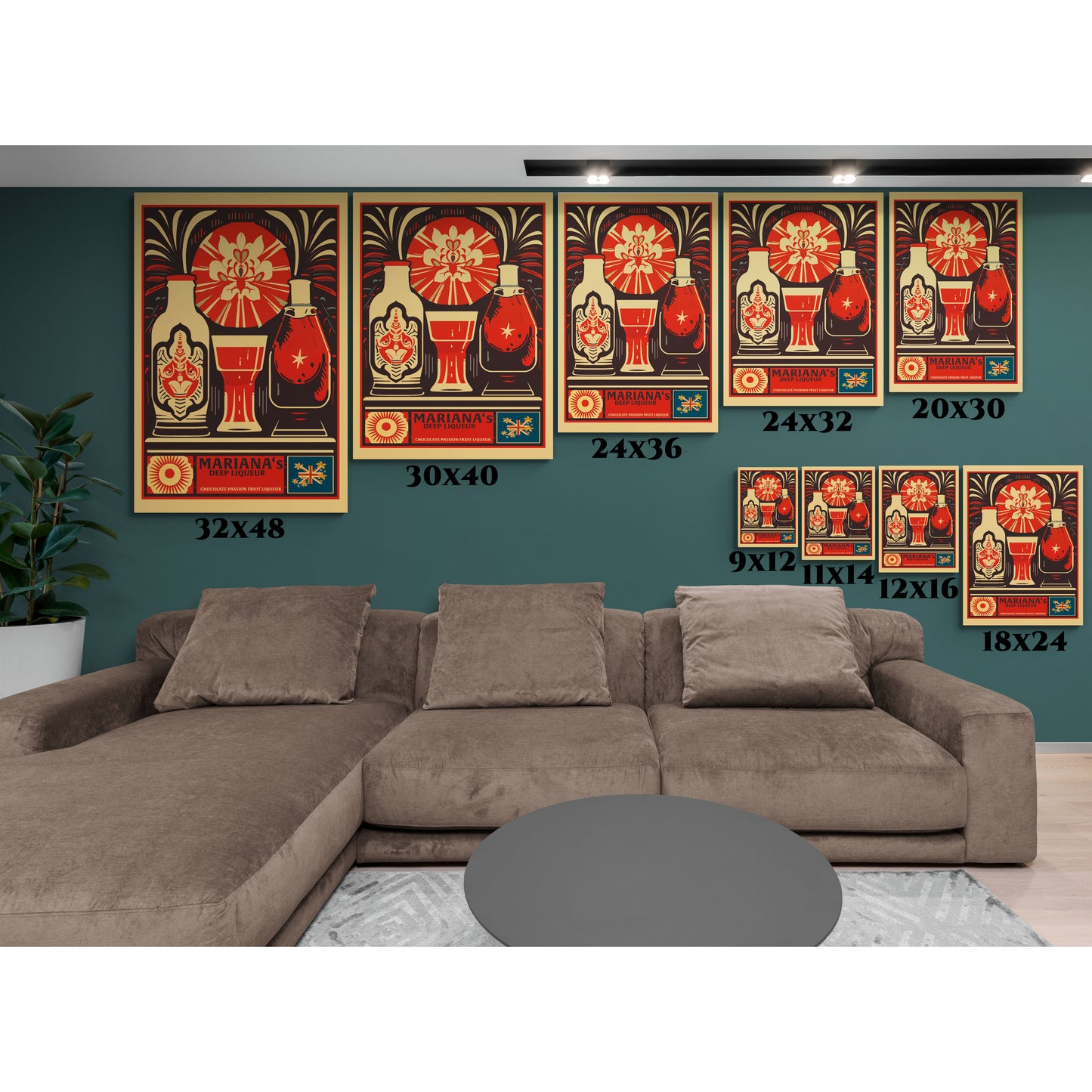 "Vintage Mariana's Deep Liqueur Poster - Chocolate Passion Fruit Frameless Stretched Matte Canvas Wall Art" Matte Canvas, Stretched, 1.25"