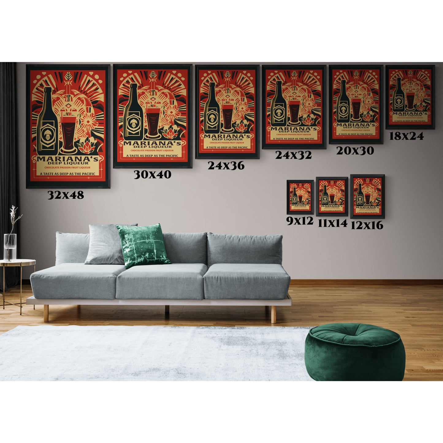 "Vintage Mariana's Deep Liqueur Poster - Chocolate Passion Fruit Matte Canvas Wall Art with Black Frame" Matte Canvas, Black Frame
