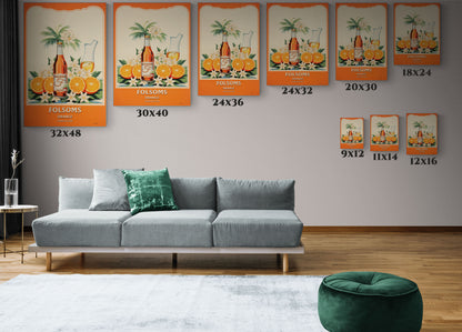 "Vintage Folsom's Orange Sparkling Cider Poster - Matte Canvas Stretched Wall Art" Matte Canvas, Stretched, 1.25"