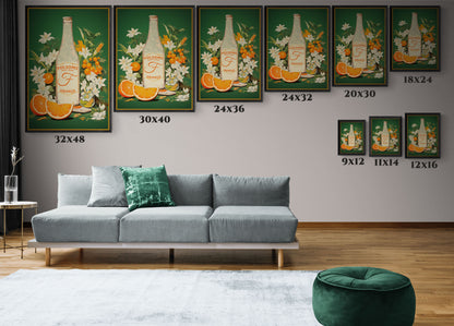 "Folsoms Sweet Cream Orange.  – Vintage Citrus and Floral Artwork" Matte Canvas, Black Frame