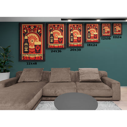 Vintage Art Deco Poster - Mariana's Deep Liqueur - Tropical Flair Framed Posters