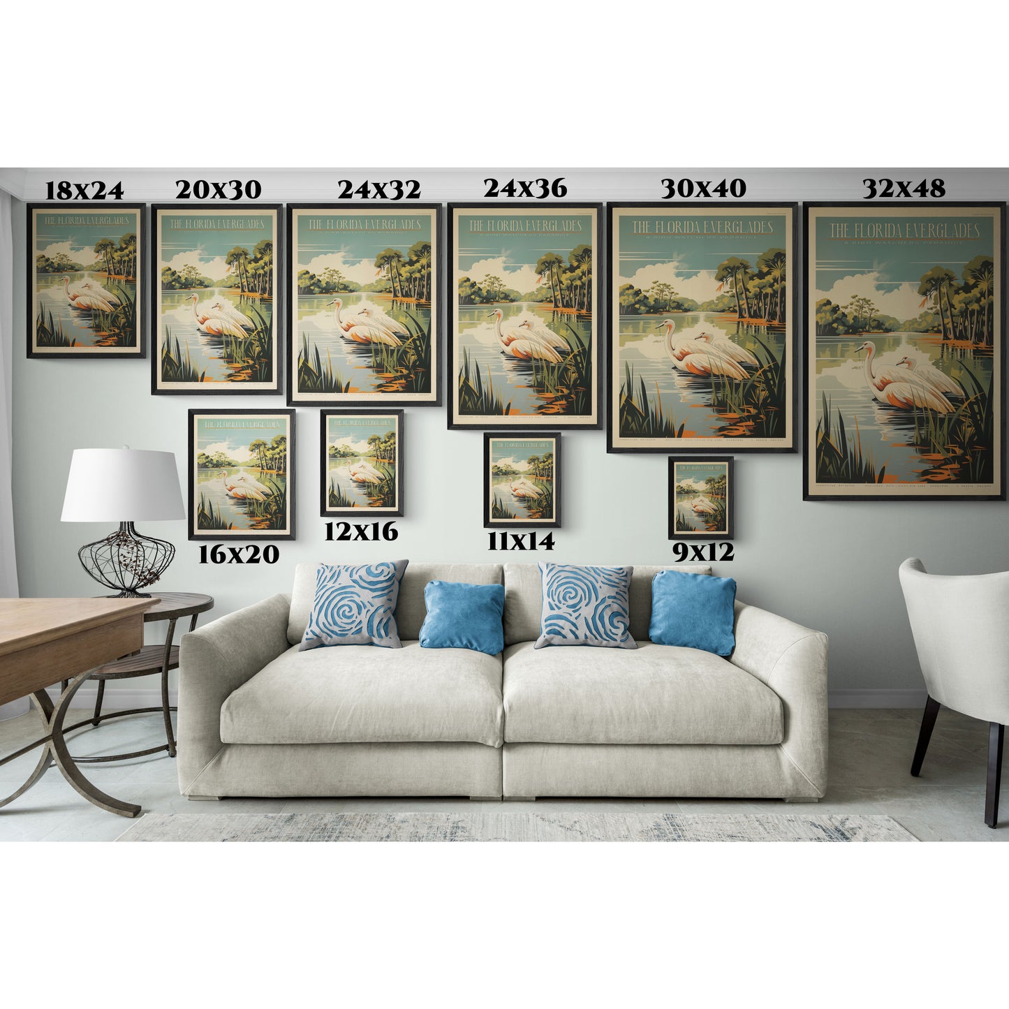"Vintage Florida Everglades Poster - A Bird Watcher’s Paradise Matte Canvas Wall Art with Black Frame"Matte Canvas, Black Frame