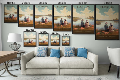 "Vintage Florida Nature Poster - Wekiwa State Park Matte Canvas Wall Art with Black Frame" Matte Canvas, Black Frame