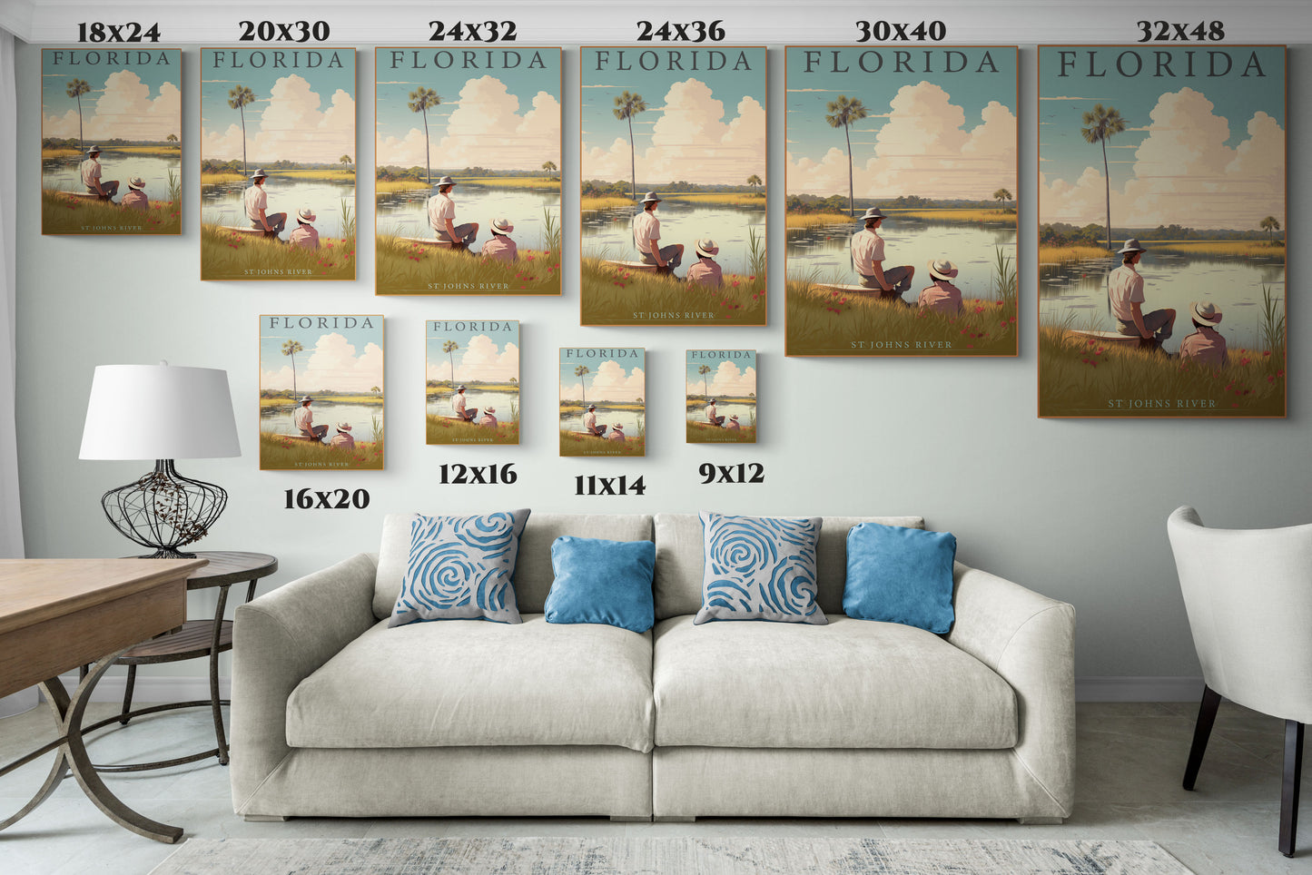 "Vintage Florida St. Johns River Poster - Matte Stretched Canvas Wall Art" Matte Canvas, Stretched, 1.25"