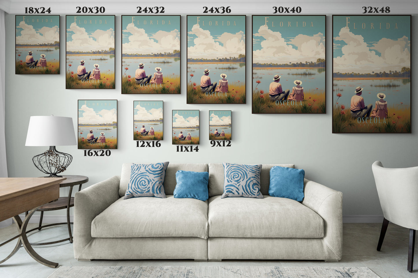 "Vintage Florida Osceola County Poster - Matte Stretched Canvas Wall Art" Matte Canvas, Stretched, 1.25"