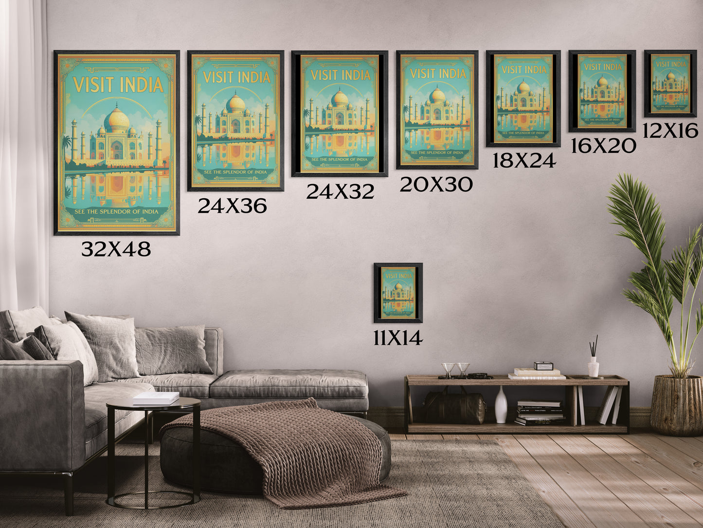 Vibrant Visit India Framed Poster — Wanderlust Travel Art by Vintageanna_M