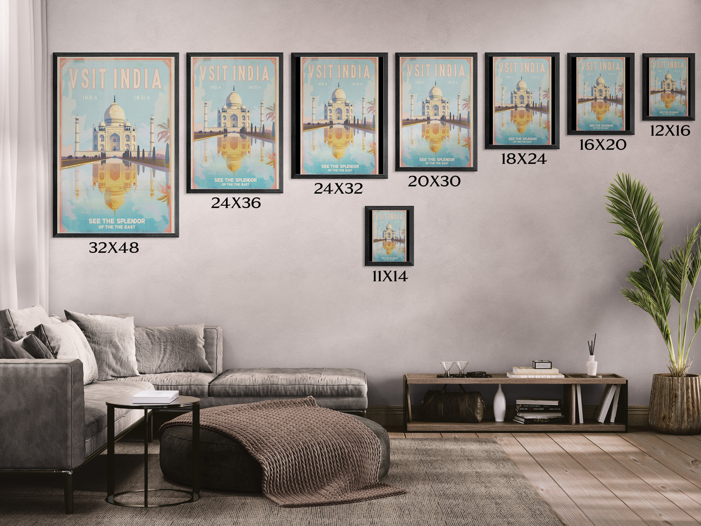 Vintage India Travel Poster — “See the Splendor of the East” | Framed Wall Art by Vintageanna