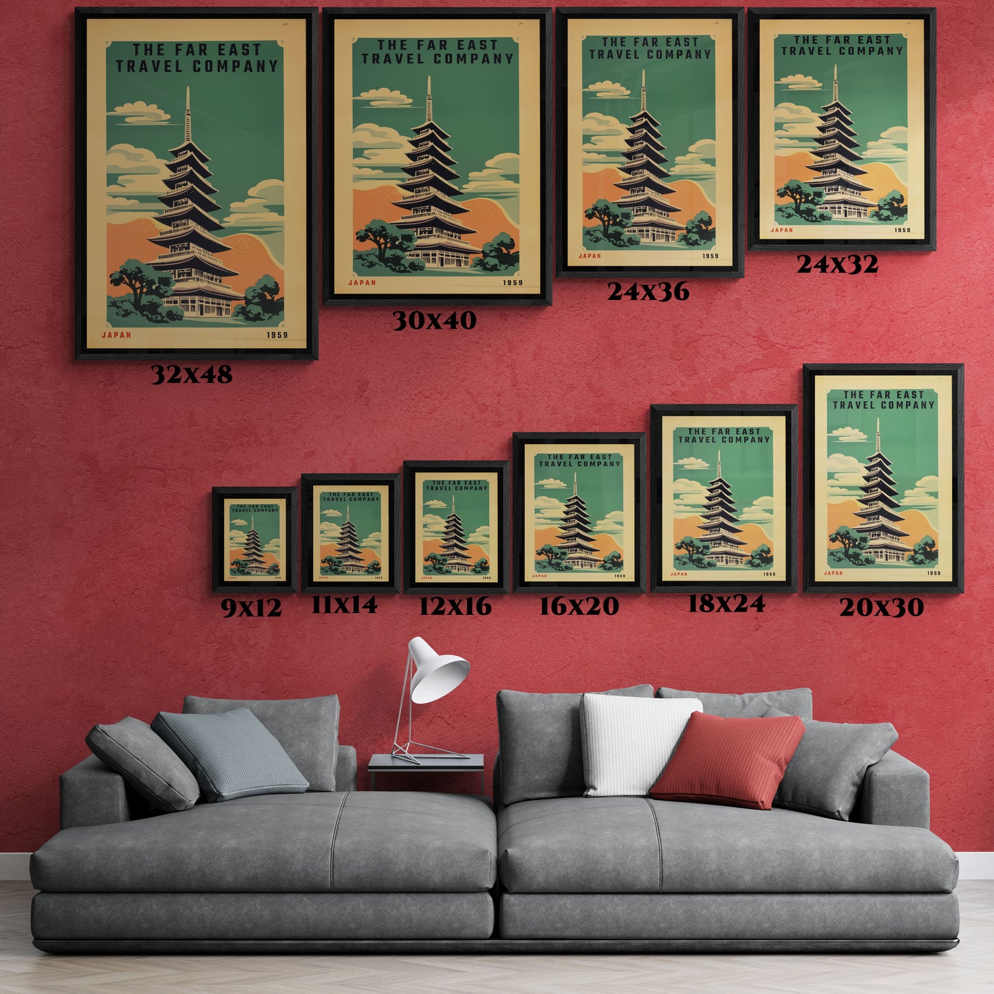 "The Far East Travel Company - Japan 1959 Vintage Matte Canvas with Black Frame" Matte Canvas, Black Frame