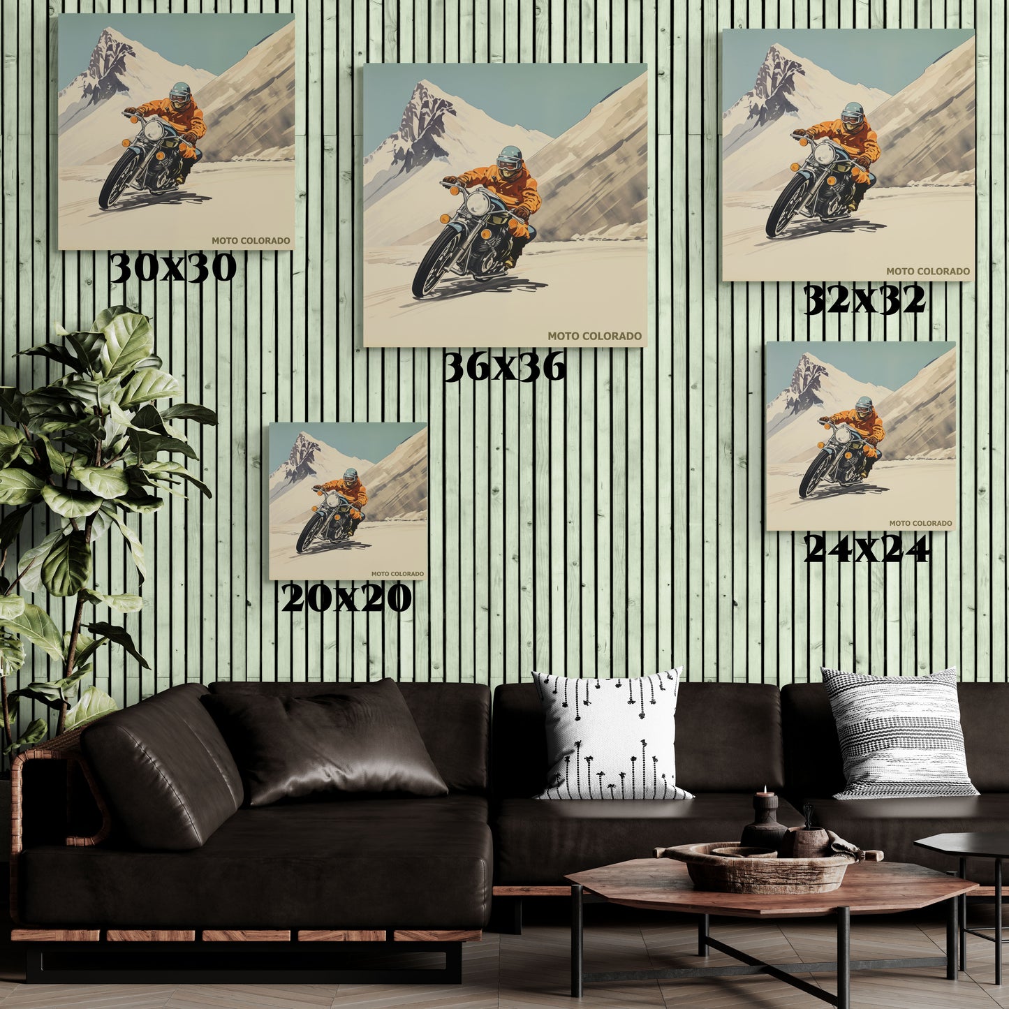 "Vintage Moto Colorado Poster - Mountain Motorcycle Ride Matte Stretched Canvas"Matte Canvas, Stretched, 1.25"