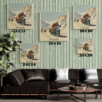 "Vintage Moto Colorado Poster - Rugged Motorcycle Adventure Matte Stretched Canvas" Matte Canvas, Stretched, 1.25"