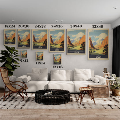 "Vintage Visit Utah Poster - Matte Stretched Canvas Wall Art" Matte Canvas, Stretched, 1.25"
