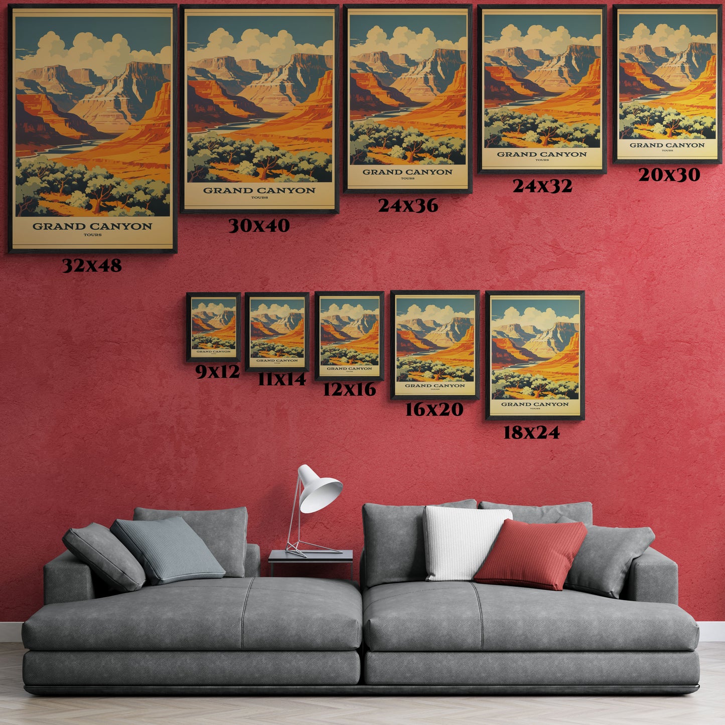 "Vintage Grand Canyon Tours Poster - Matte Canvas Wall Art with Black Frame" Matte Canvas, Black Frame