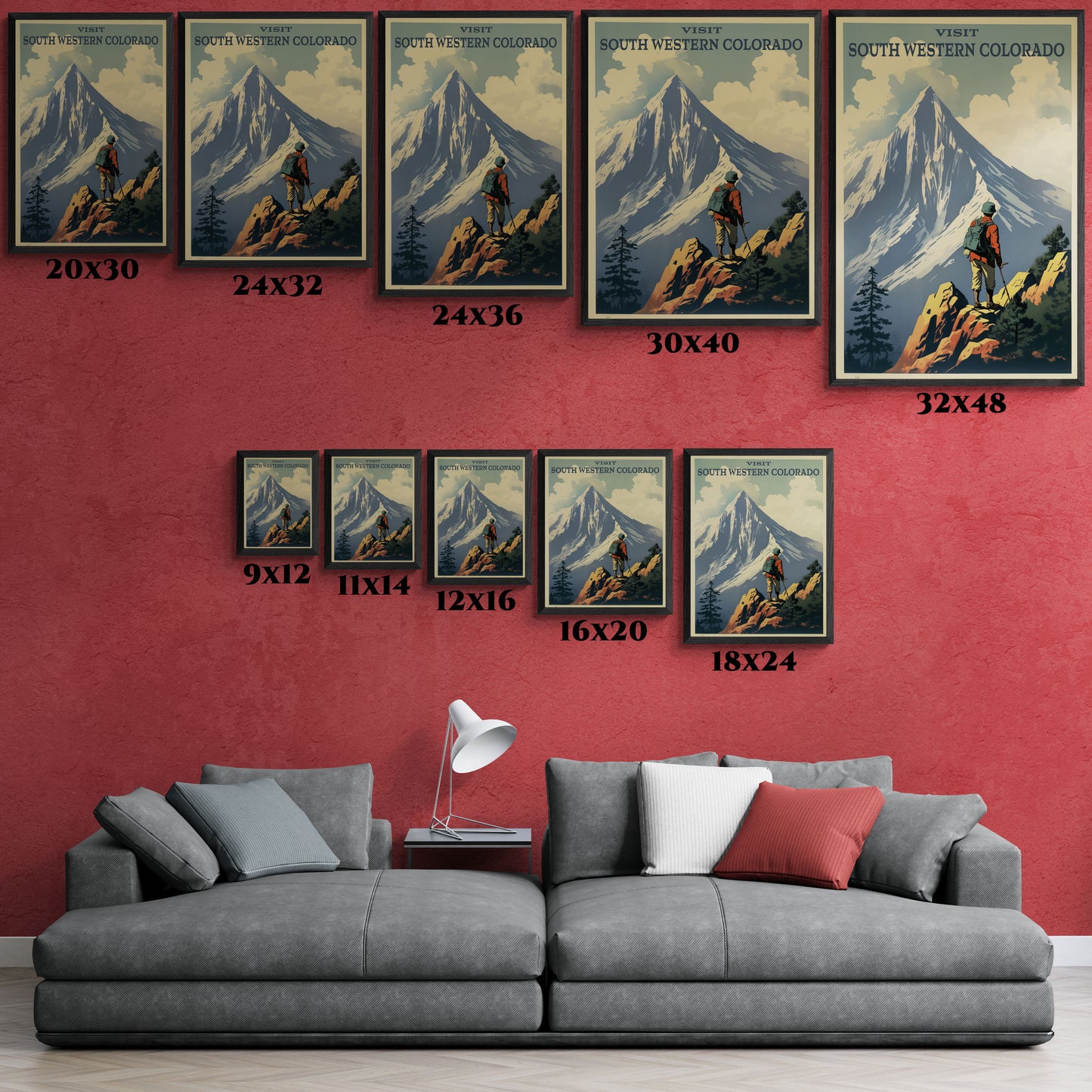 "Vintage South Western Colorado Travel Poster - Matte Canvas Wall Art with Black Frame" Matte Canvas, Black Frame